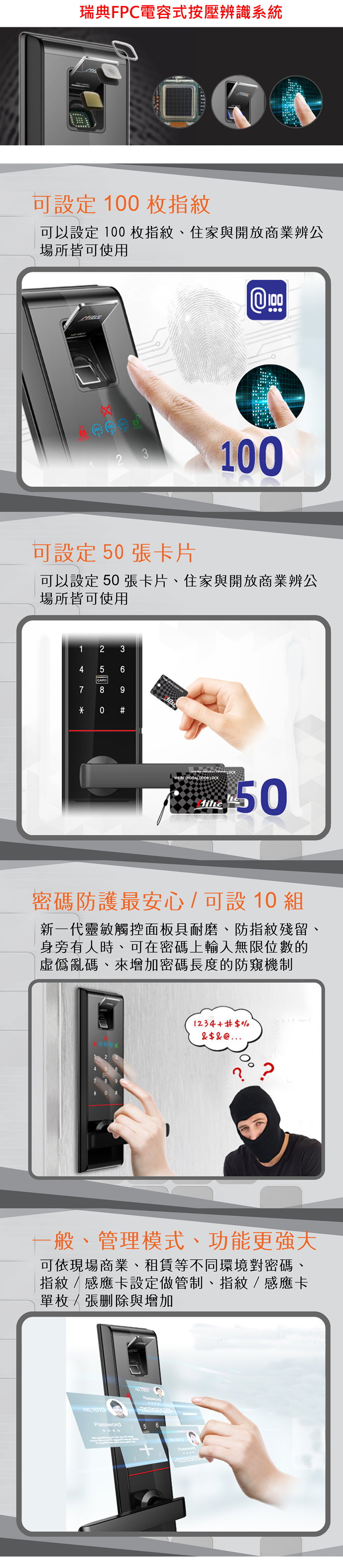 Milre MI-6800 四合一 指紋鎖電子鎖